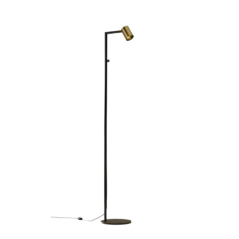 Floor lamp Redo Rolf, metal, sand black/matt gold, 1XGU10, H.140 cm