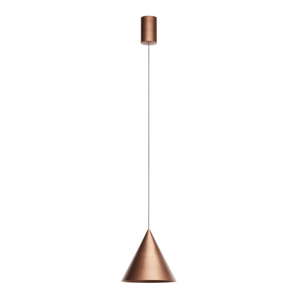 Suspension Redo Konos, metal, antique copper, dimmable, LED, 10W, 522 lumens, warm white 3000K, D.18 cm