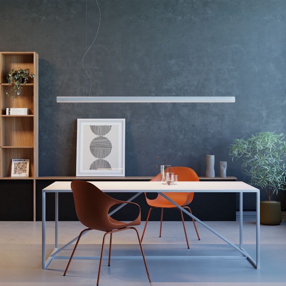 Suspension Redo Cityline, metal, sand white/sand black, LED CCT, 49W, 2961 lumens, 3000K/4000K, L.180 cm