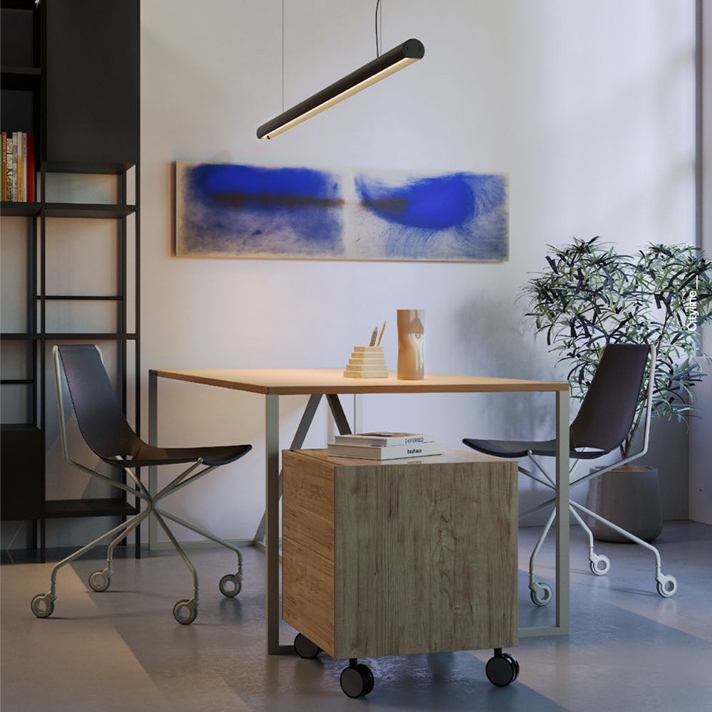 Suspension Redo Cityline, metal, sand black/silver coffee, LED CCT, 35W, 2155 lumens, 3000K/4000K, L.150 cm