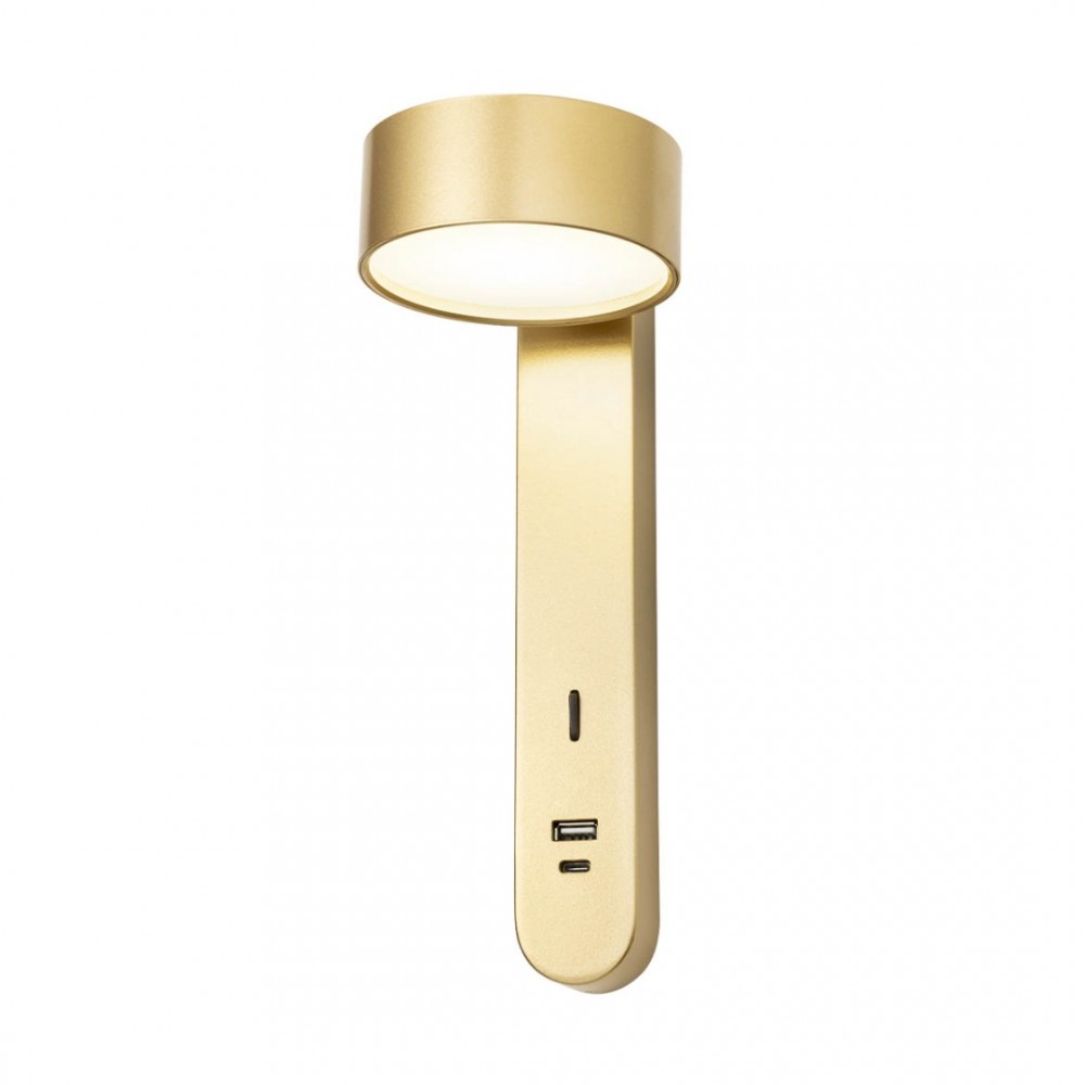 Wall lamp Redo Sades, metal, matt gold, LED, 6W, 400 lumens, warm white 3000K, H.26 cm
