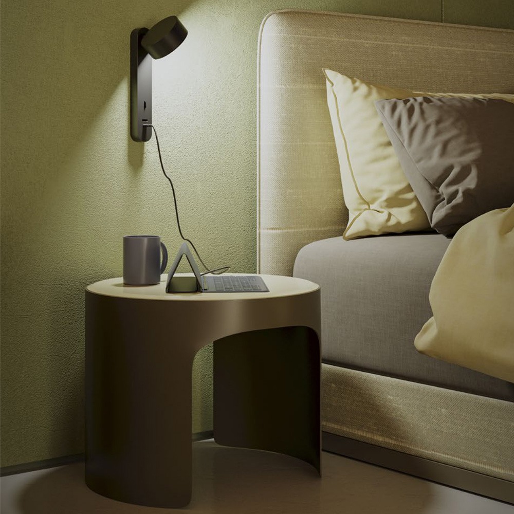 Wall lamp Redo Sades, metal, matt black, LED, 6W, 400 lumens, warm white 3000K, H.26 cm