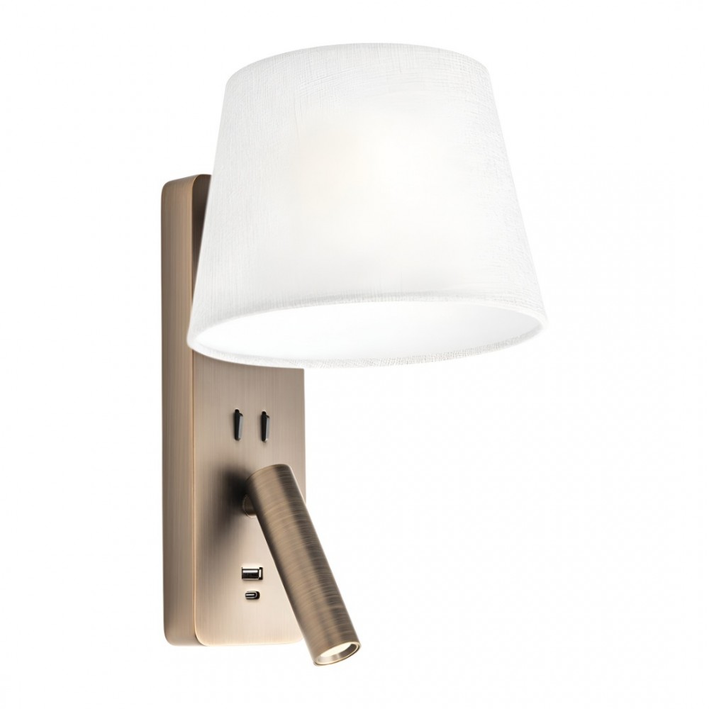 Wall lamp Redo Nemia, metal, antique bronze, E27+LED, 15W, 160 lumens, warm white 3000K, H.32 cm