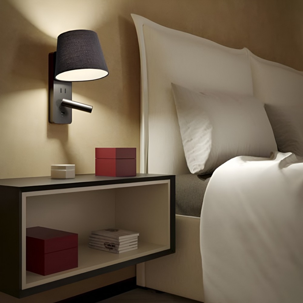 Wall lamp Redo Nemia, metal, matt black, E27+LED, 15W, 160 lumens, warm white 3000K, H.32 cm