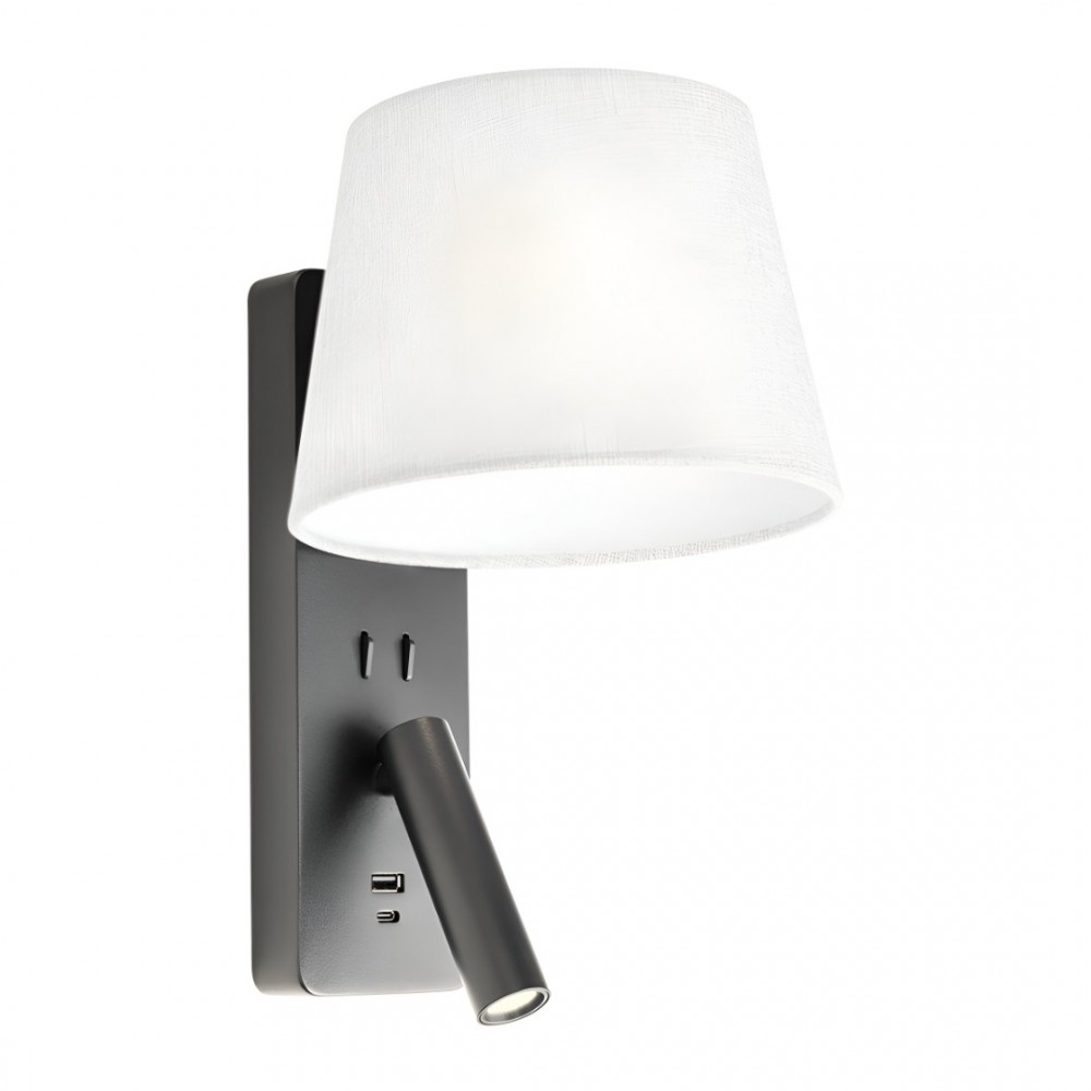 Wall lamp Redo Nemia, metal, matt black, E27+LED, 15W, 160 lumens, warm white 3000K, H.32 cm
