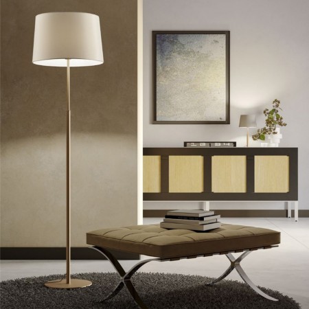 Floor lamp Redo Nemia, metal, matt gold, 1XE27, H.170 cm
