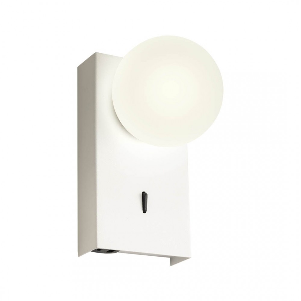 Wall lamp Redo Norma, metal, glass, matt white, LED, 5W, 330 lumens, warm white 3000K, H.15 cm