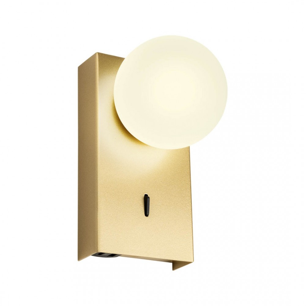 Wall lamp Redo Norma, metal, glass, matt gold, LED, 5W, 330 lumens, warm white 3000K, H.15 cm
