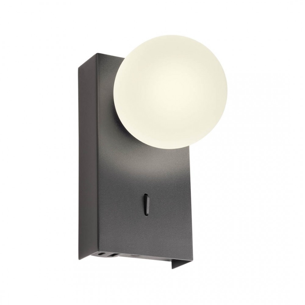 Wall lamp Redo Norma, metal, glass, sand black, LED, 5W, 330 lumens, warm white 3000K, H.15 cm