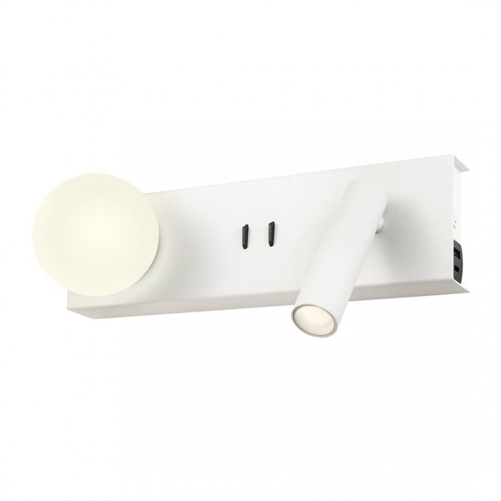 Wall lamp Redo Norma, metal, matt white, LED, 5W+3W, 450 lumens, warm white 3000K, L.28 cm