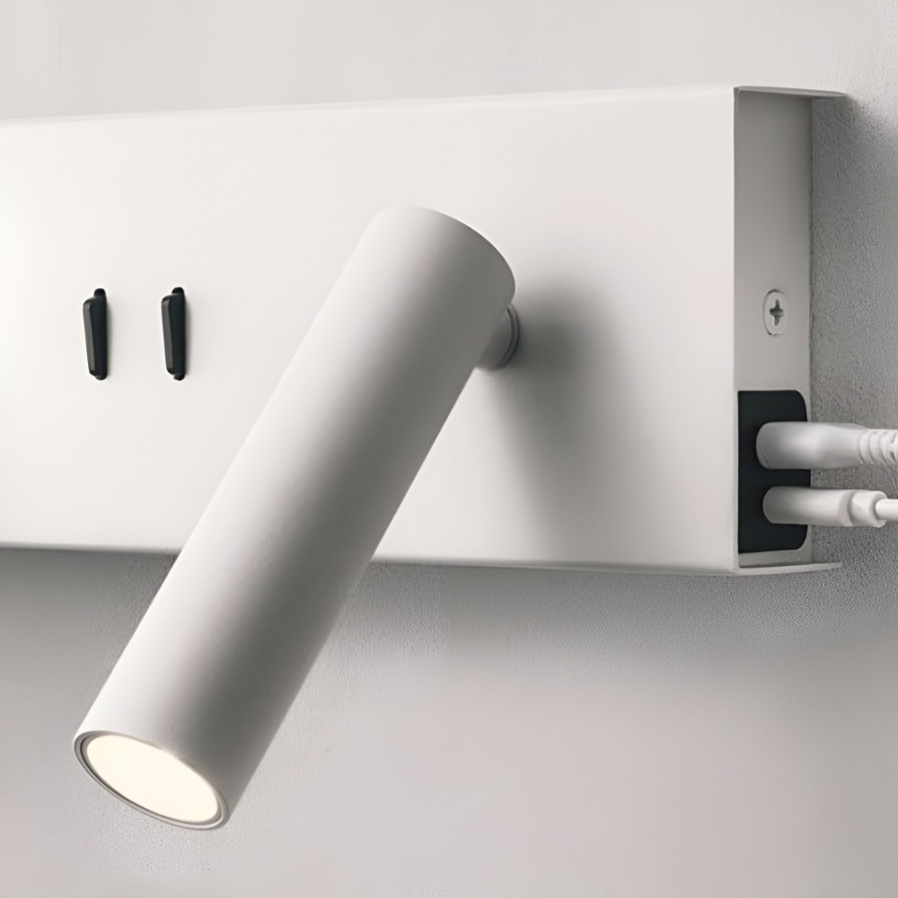 Wall lamp Redo Norma, metal, matt white, LED, 5W+3W, 450 lumens, warm white 3000K, L.28 cm