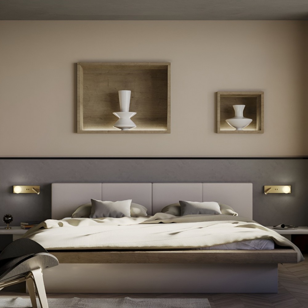 Wall lamp Redo Norma, metal, matt gold, LED, 5W+3W, 450 lumens, warm white 3000K, L.28 cm