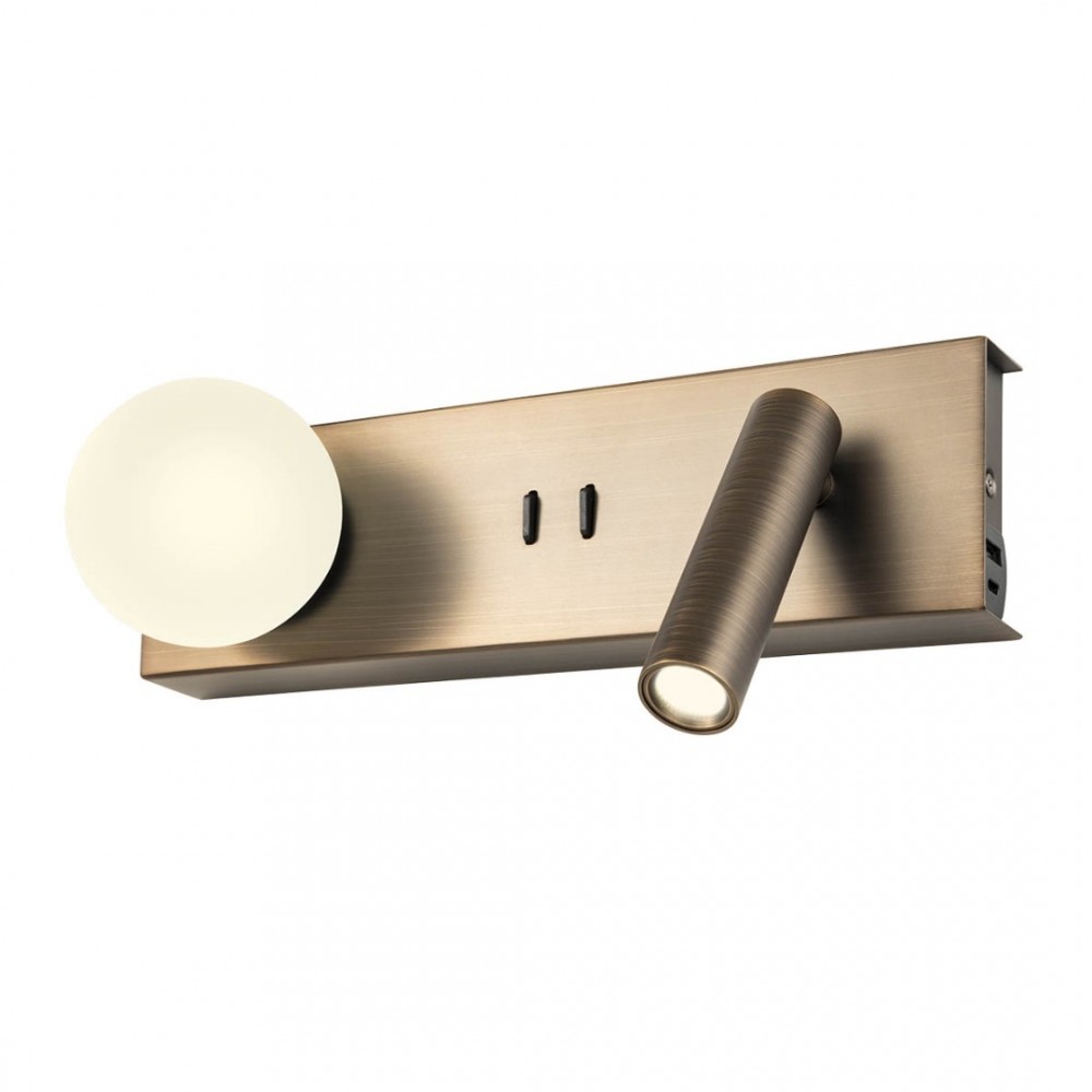 Wall lamp Redo Norma, metal, antique bronze, LED, 5W+3W, 450 lumens, warm white 3000K, L.28 cm