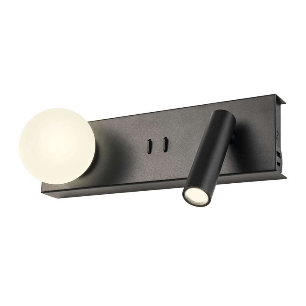 Wall lamp Redo Norma, metal, matt black, LED, 5W+3W, 450 lumens, warm white 3000K, L.28 cm