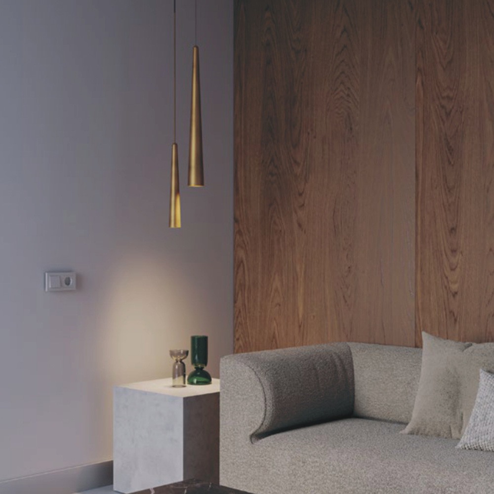 Suspension Redo Botera, metal, antique brass, dimmable, LED, 10W, 750 lumens, warm white 3000K, D.5 cm