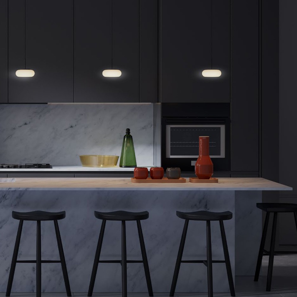 Suspension Redo Ethos, metal, glass, sand black, LED CCT, 9W, 668 lumens, warm white 2700K/3000K, D.15 cm