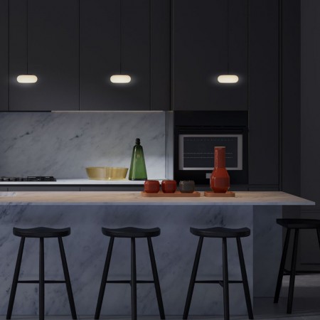 Suspension Redo Ethos, metal, glass, sand black, LED CCT, 9W, 668 lumens, warm white 2700K/3000K, D.15 cm