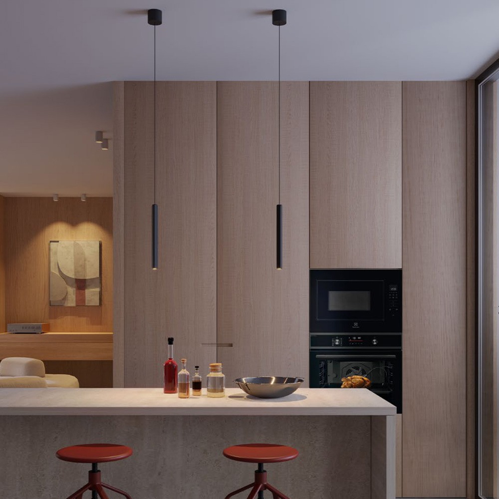 Suspension Redo Crisp, metal, sand black, dimmable, LED, 9,5W, 346 lumens, warm white 3000K, D.7 cm