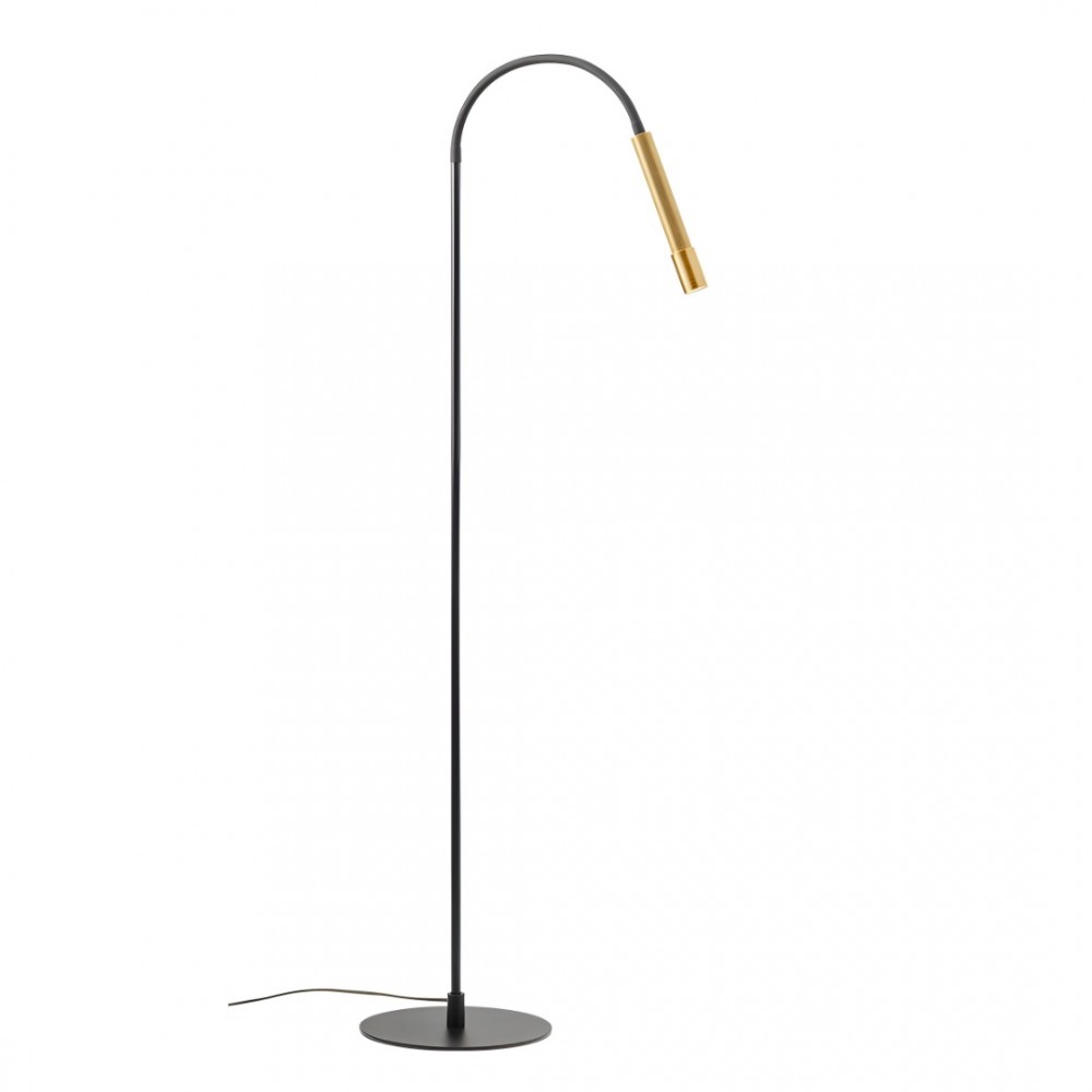 Floor lamp Redo Drill, metal, sand black/aged gold, LED, 8W, 510 lumens, warm white 3000K, H.113 cm