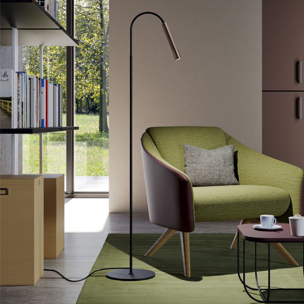 Floor lamp Redo Drill, metal, sand black, LED, 8W, 510 lumens, warm white 3000K, H.113 cm