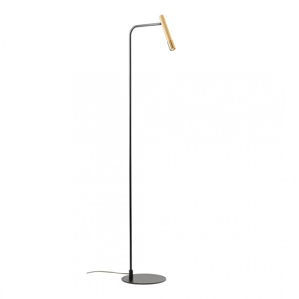 Floor lamp Redo Drill, metal, sand black/aged gold, LED, 8W, 510 lumens, warm white 3000K, H.143 cm