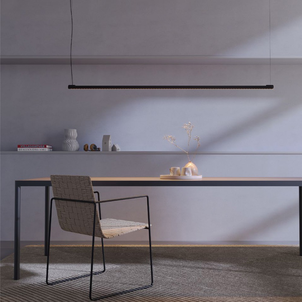 Suspension Redo Crisp, metal, sand black, dimmable, LED, 36W, 2356 lumens, warm white 3000K, L.120 cm