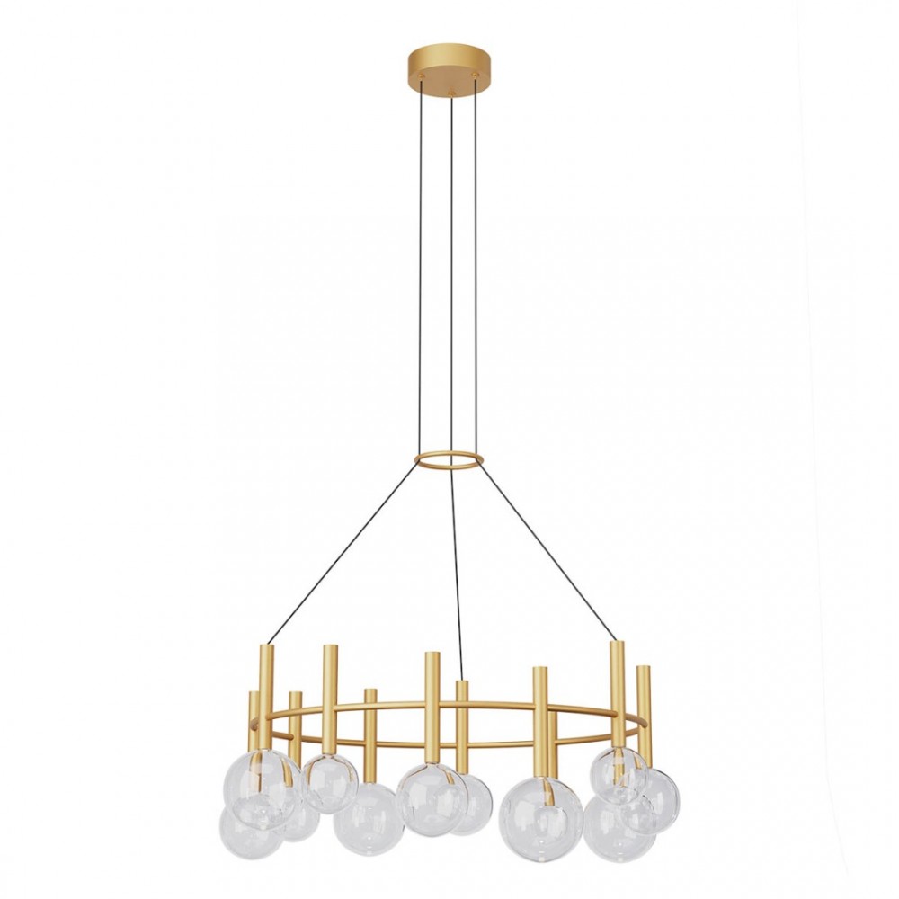 Pendant lamp Redo Bolla, metal, glass, matt gold, LED CCT, 53W, 4230 lumens, warm white 2700K/3000K, D.84 cm