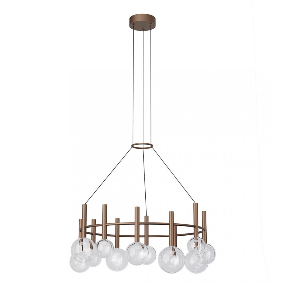 Pendant lamp Redo Bolla, metal, glass, matt coffee, LED CCT, 53W, warm white 2700K/3000K, D.84 cm