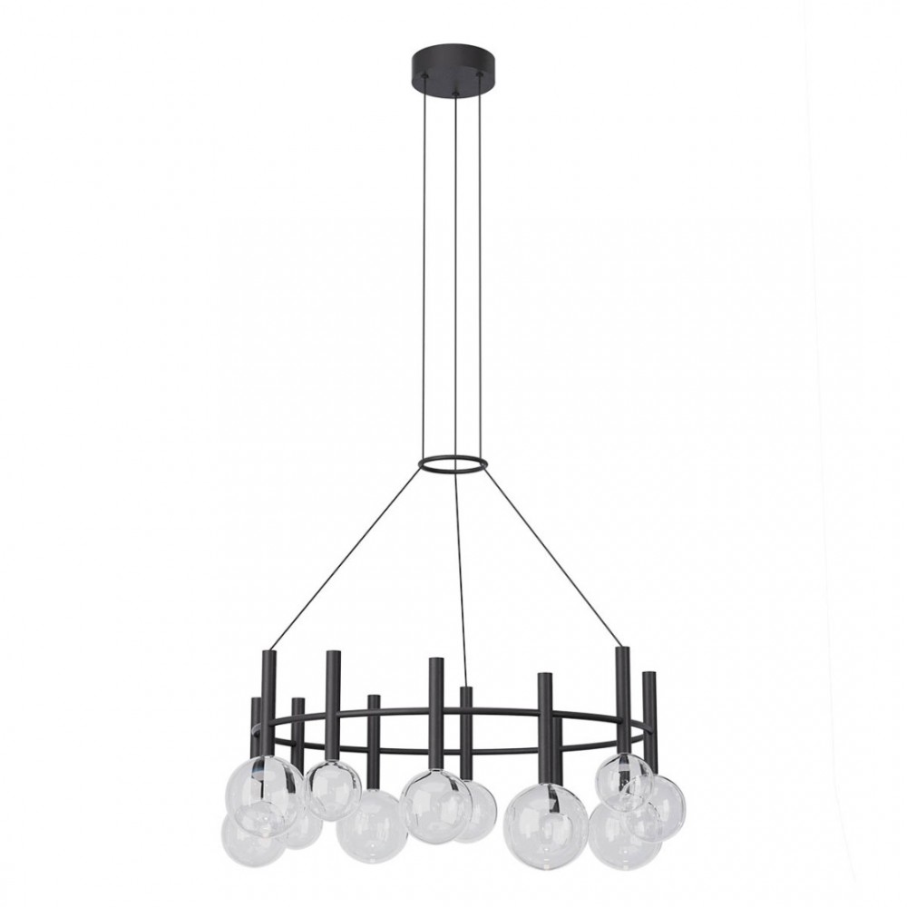 Pendant lamp Redo Bolla, metal, glass, sand black, LED CCT, 53W, 4230 lumens, warm white 2700K/3000K, D.84 cm