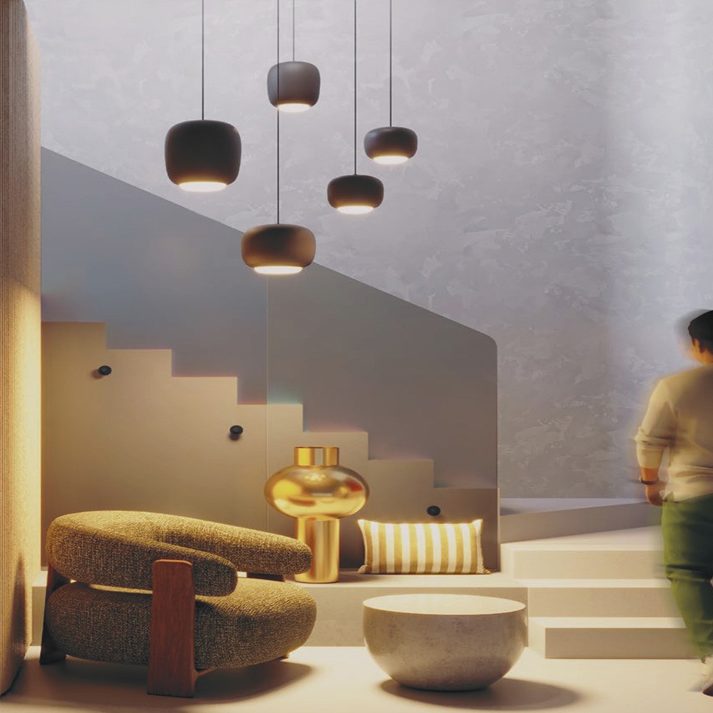 Suspension Redo Dubbo, metal, dark chocolate, LED CCT, 12W, 1358 lumens, 2700K/3000K/4000K, D.22 cm