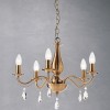 Chandelier Smarter Fabiola, metal, glass, brass, 5XE14, D.52 cm