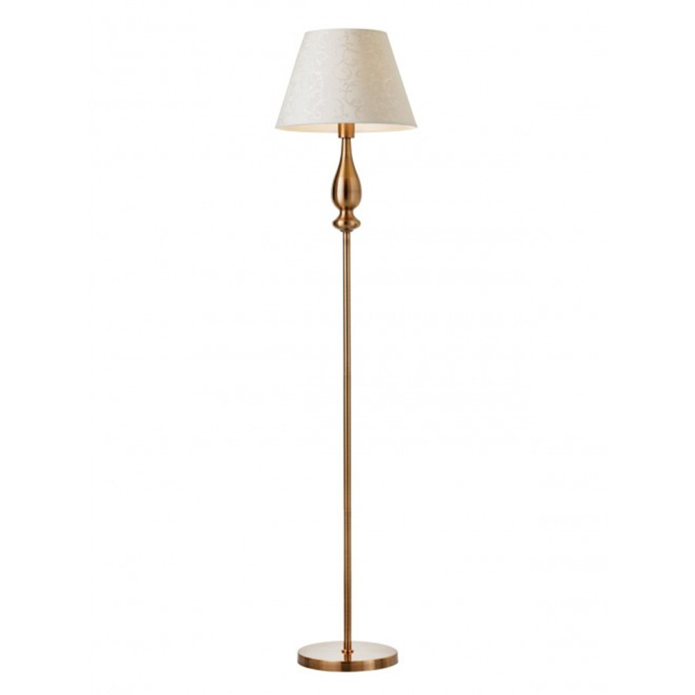 Floor lamp Smarter Fabiola, metal, fabric, brass, 1XE27, H.155 cm