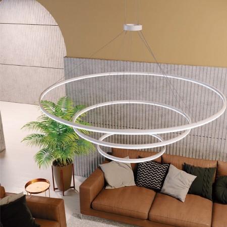 Pendant lamp Redo Orbit, metal, sand white, LED, 151W, 11812 lumens, neutral white 4000K, D.120 cm