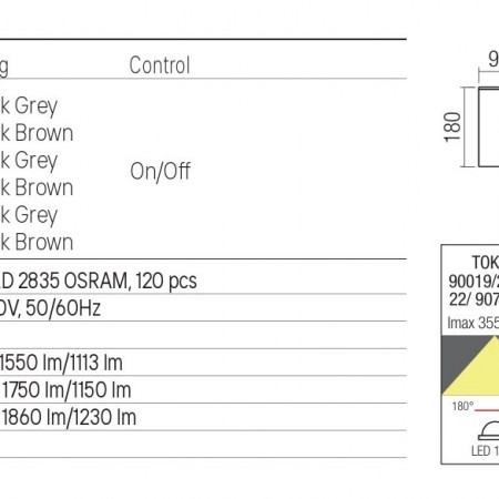 Wall lamp Redo Tokyo, metal, dark brown, LED, 12W, 1230 lumens, neutral white 4000K, H.18 cm, IP54