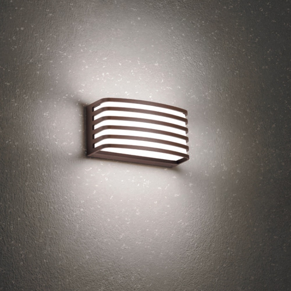 Wall lamp Redo Sebra, metal, dark brown, LED, 15,4W, 792 lumens, warm white 3000K, IP54