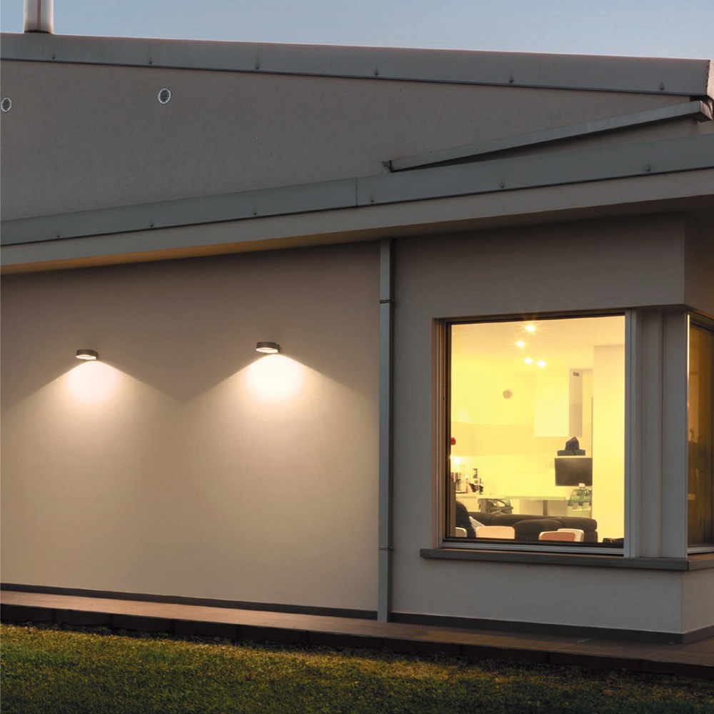 Wall lamp Redo Phaser, metal, dark grey, LED, 12,5W, 995 lumens, warm white 3000K, D.16 cm, IP54