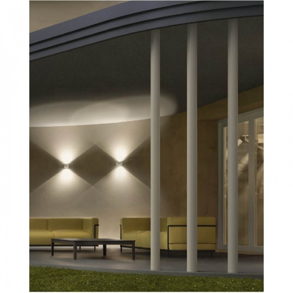 Wall lamp Redo Log, metal, sand white, LED, 6W, 570 lumens, warm white 3000K, D.11 cm, IP65