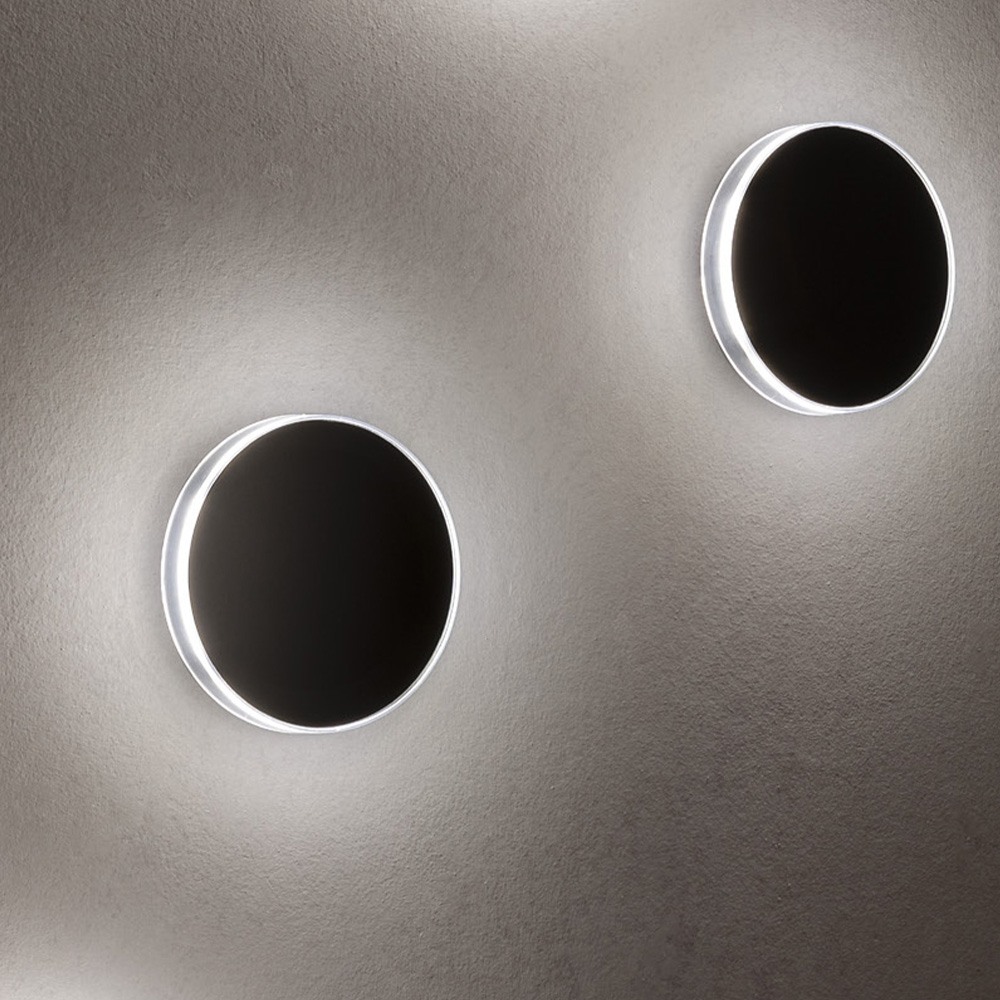 Wall lamp Redo Discus, metal, sand black, indirect light, LED, 12W, 300 lumens, warm white 3000K, IP65