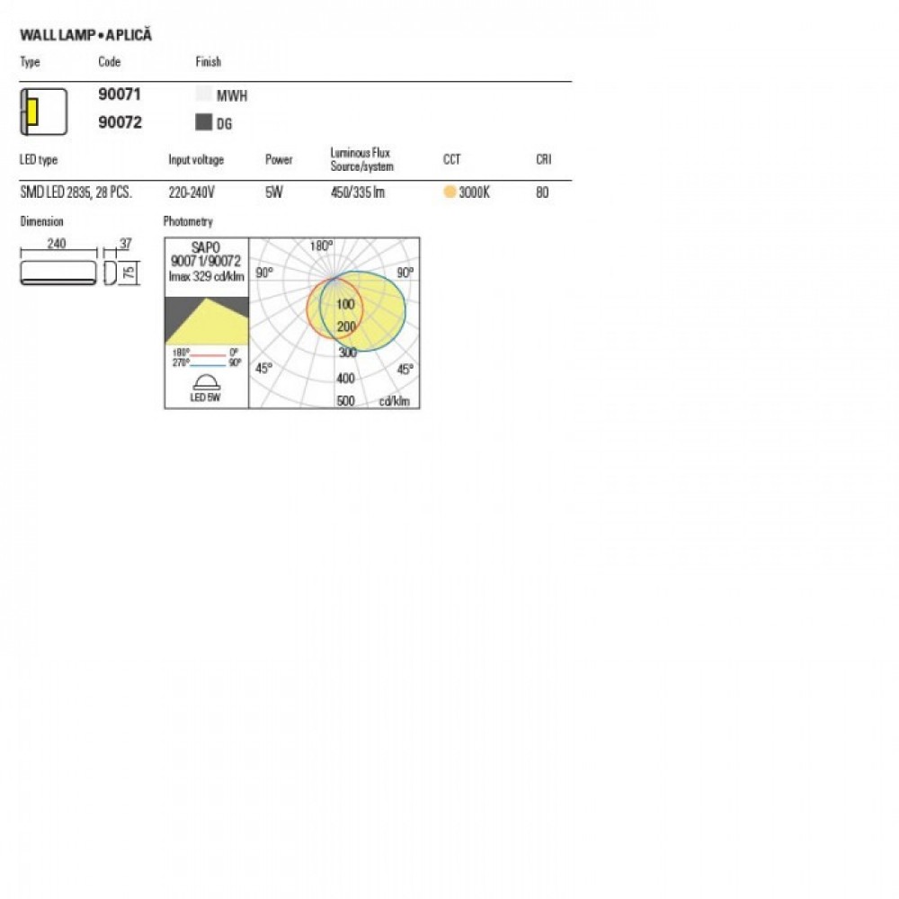 Step light Redo Sapo, metal, dark grey, LED, 5,2W, 335 lumens, warm white 3000K, L.24 cm, IP65