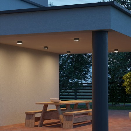 Outdoor ceiling lamp Redo Akron, metal, dark gray, LED, 9W, 754 lumens, 3000K, IP54