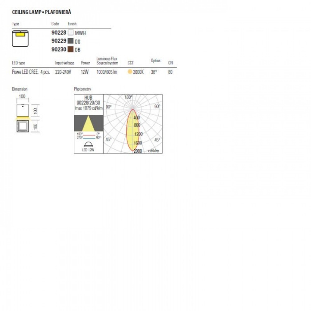 Ceiling lamp Redo Hub, metal, sand white, LED, 12W, 605 lumens, warm white 3000K, H.10 cm, IP54