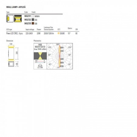 Wall lamp Redo Hub, metal, sand white, LED, 20W, 1208 lumens, warm white 3000K, H.22 cm, IP54