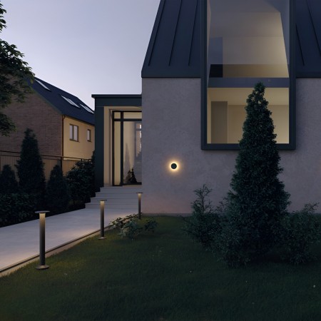 Bollard Redo Aura, metal, dark grey, LED, 8W, 600 lumens, warm white 3000K, H.70 cm, IP65