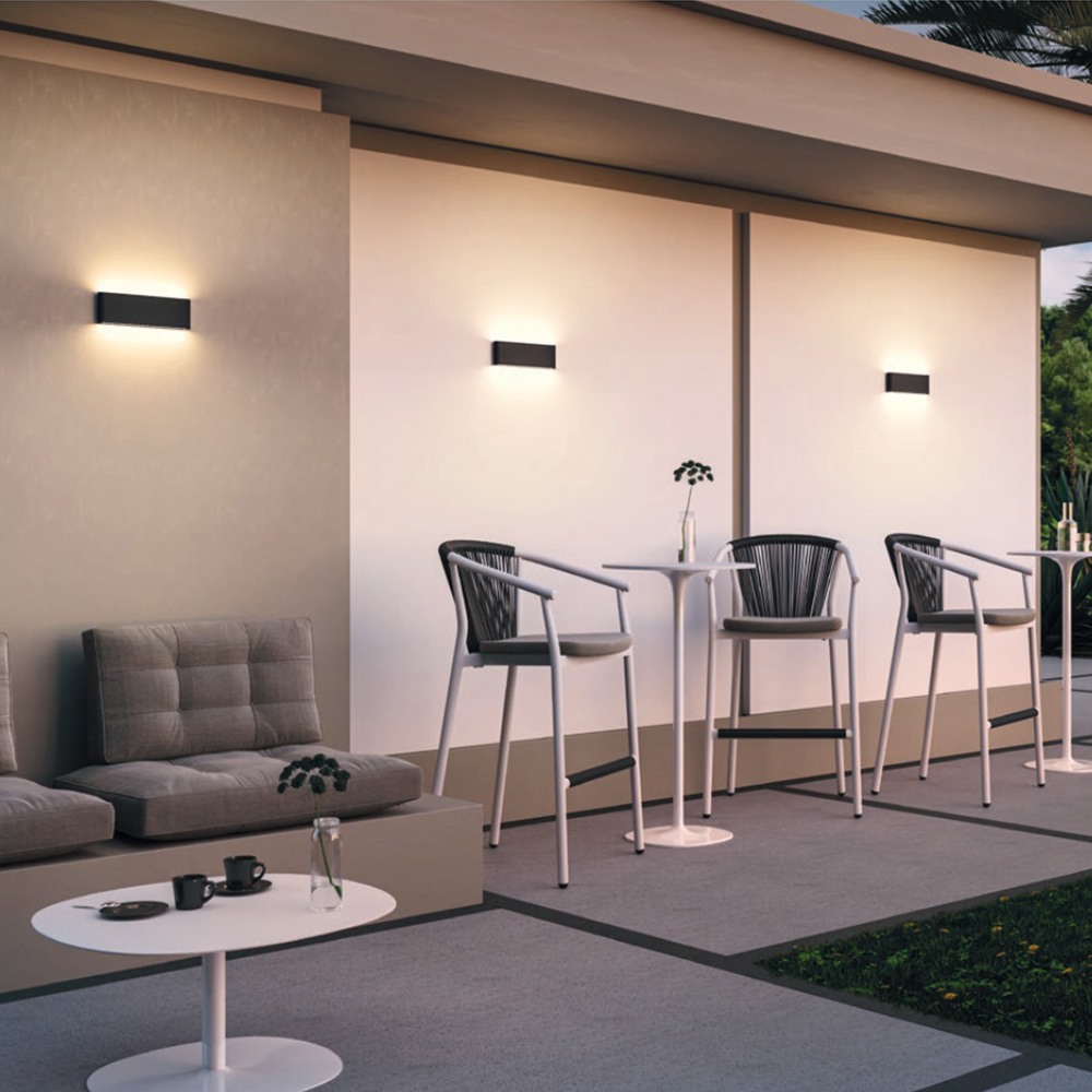 Wall lamp Redo Klippe, metal, dark grey, LED, 24W, 1250 lumens, warm white 3000K, IP54