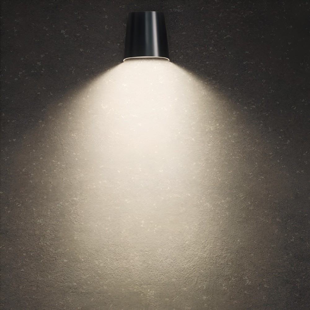 Wall lamp Redo Tron, polycarbonate, dark grey, 1XGU10, H.11 cm, IP65