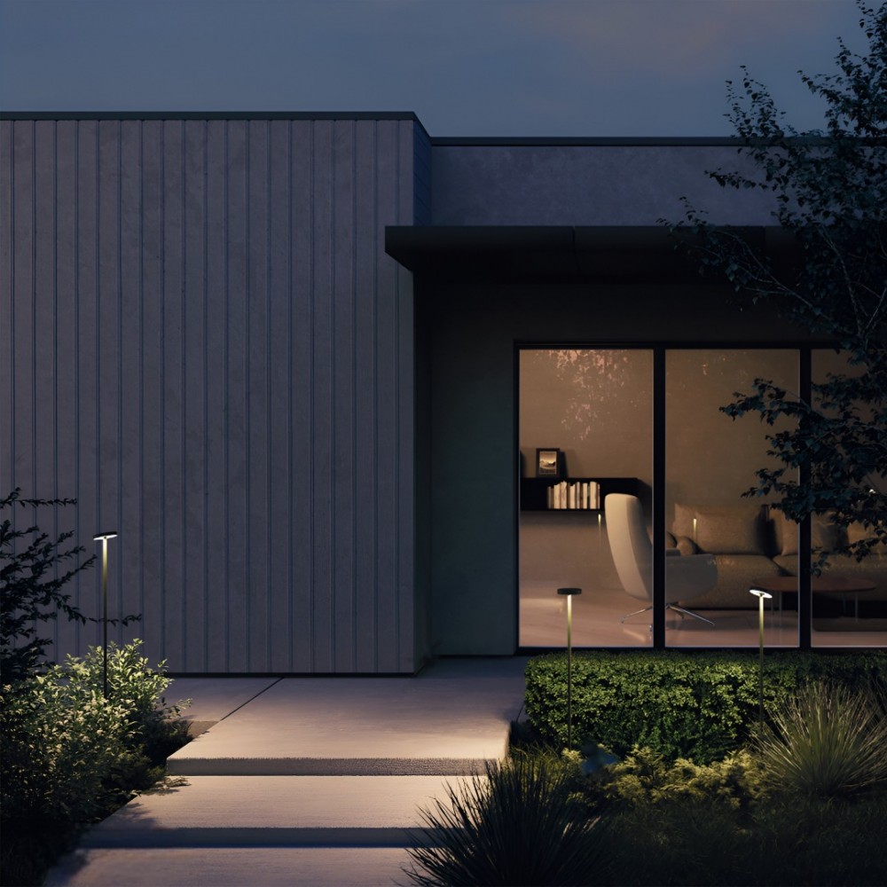 Outdoor picket Redo Elfic, metal, dark green, LED, 12W, 690 lumens, warm white 3000K, H.90 cm, IP54