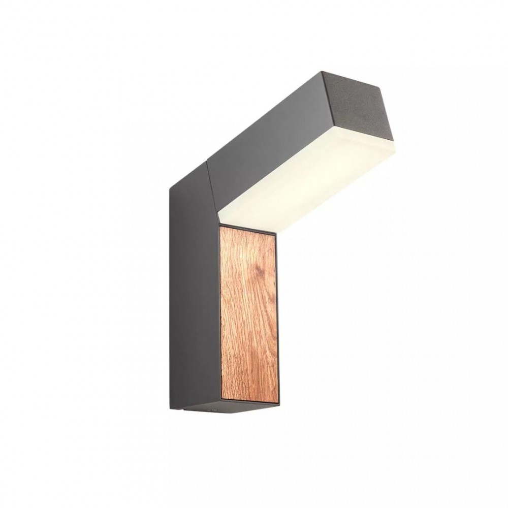 Wall lamp Redo Woody, metal, dark grey, LED, 10W, 650 lumens, warm white 3000K, H.20 cm, IP54