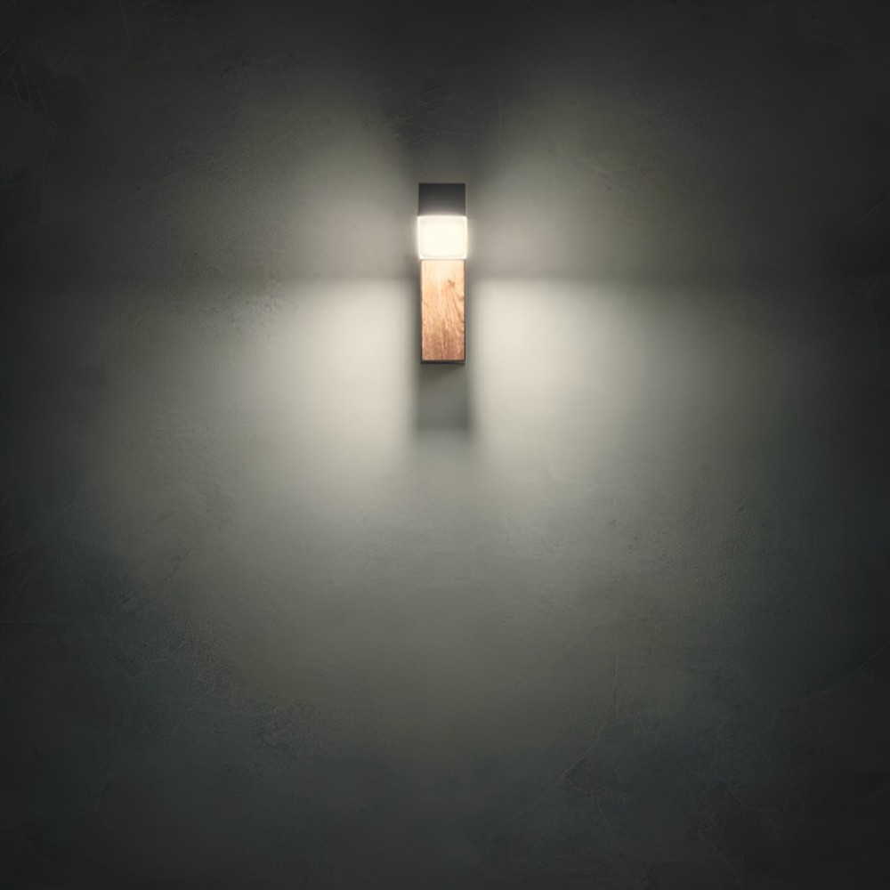 Wall lamp Redo Woody, metal, dark grey, LED, 10W, 650 lumens, warm white 3000K, H.20 cm, IP54
