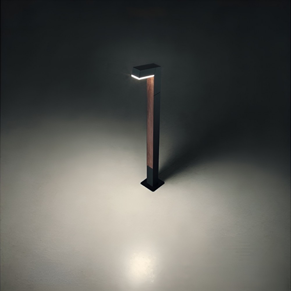 Bollard Redo Woody, metal, dark grey, LED, 10W, 650 lumens, warm white 3000K, H.65 cm, IP54