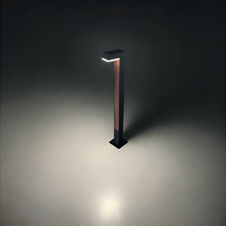 Bollard Redo Woody, metal, dark grey, LED, 10W, 650 lumens, warm white 3000K, H.65 cm, IP54